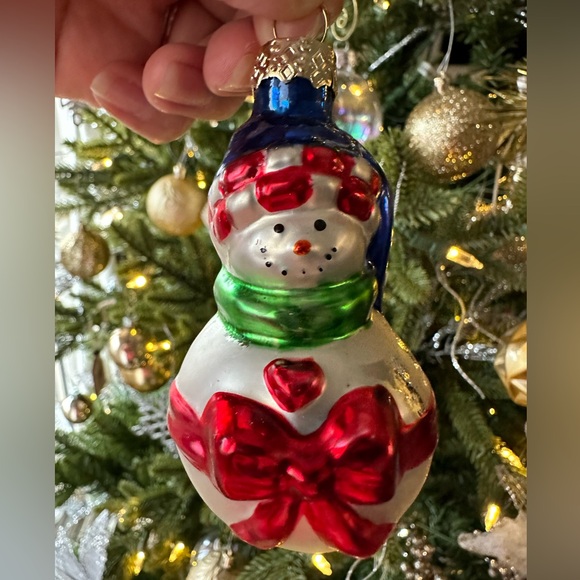 Holiday Inspirations Glass Ornament SNOWMAN Blown Glass Christmas 3.5" New - Picture 7 of 10